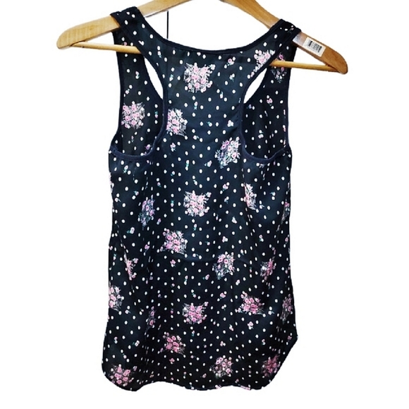 2/$30 - H.I.P Floral Polka Dot Sleeveless Blouse - Rpunded Trim- XS - Picture 3 of 5
